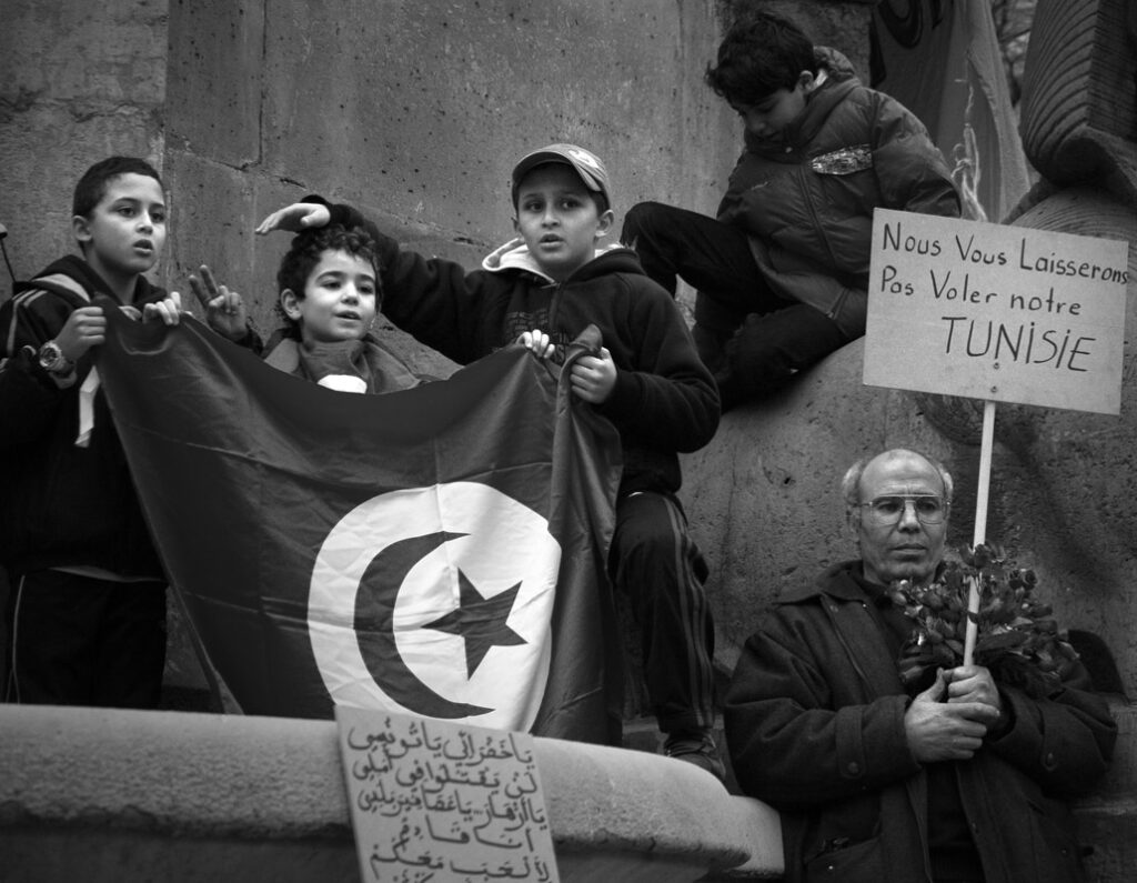 Proteste in Tunisia durante la rivoluzione dei gelsomini